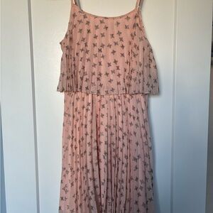 Elegant Pink Butterfly Patterned Dress